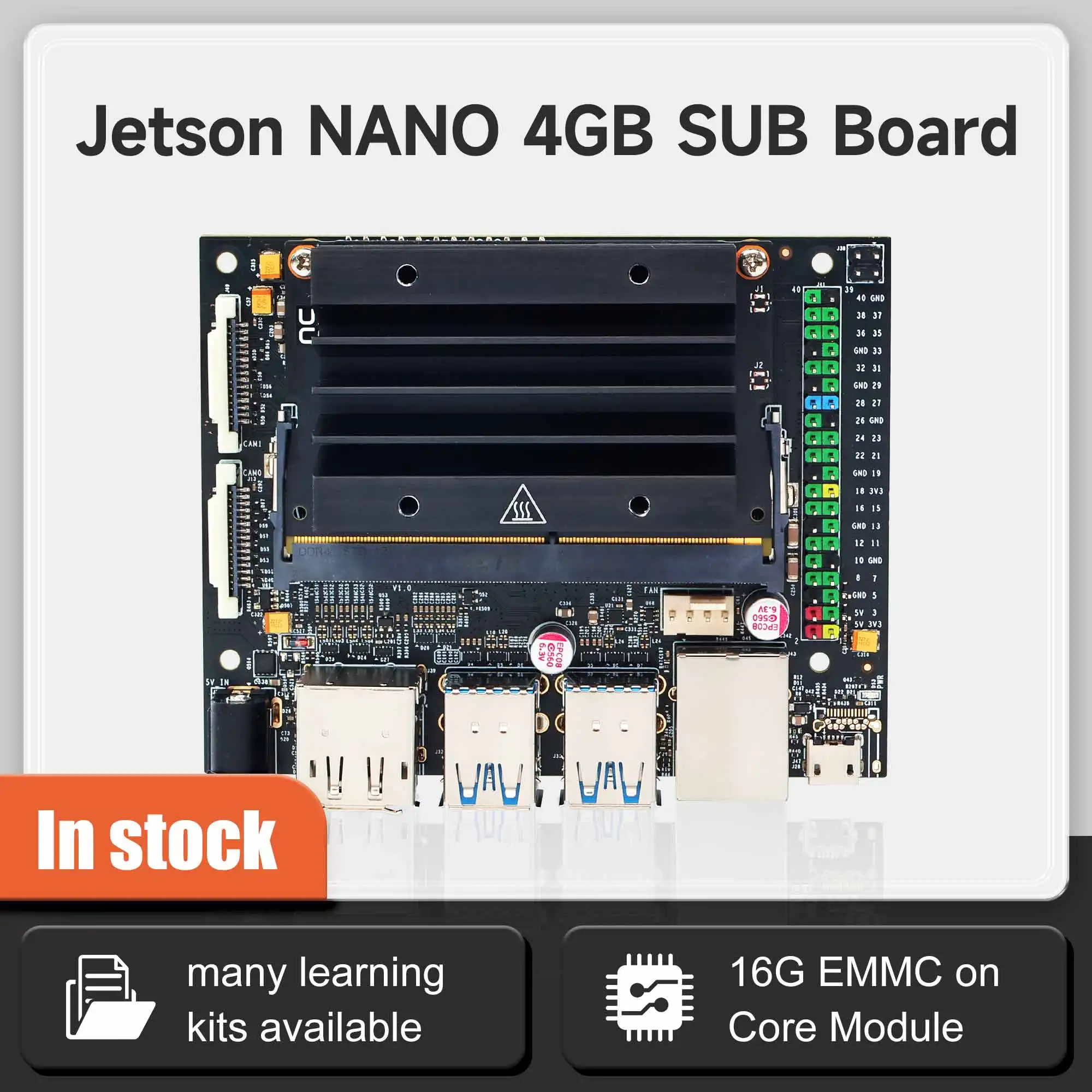 신형 Jetson Nano 4GB AI 대형 모델 개발자 키트 - 임베디드 딥러닝 AI 고속 개발 보드 모듈, 4GB 메모리