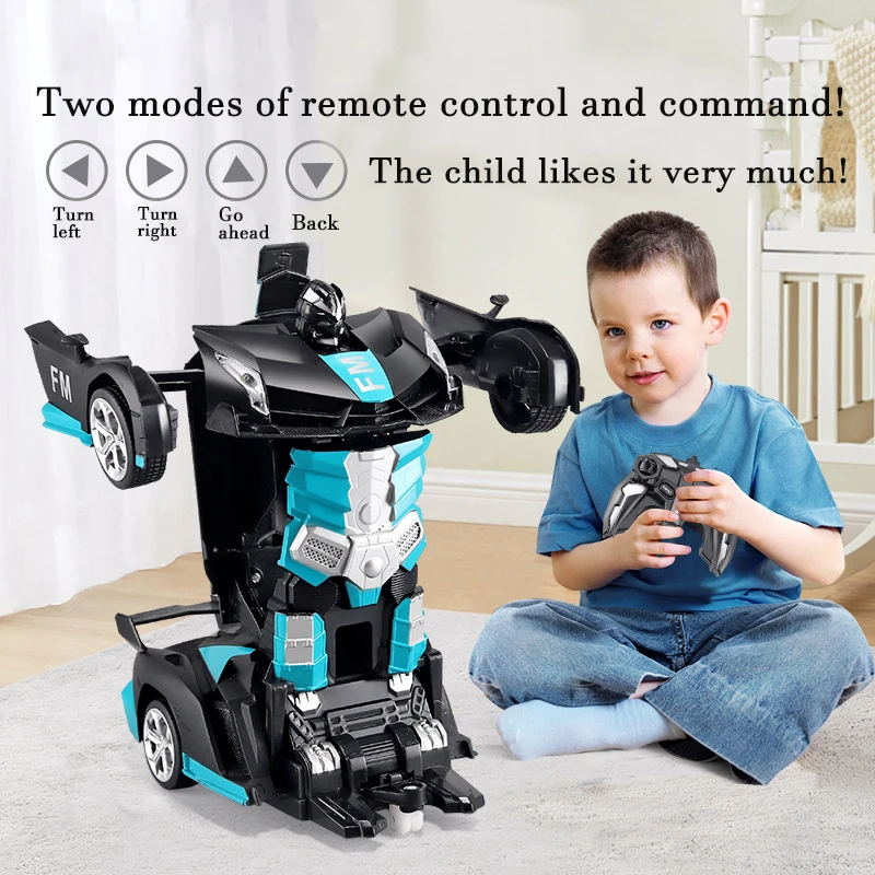2-in-1 전동 RC 카 트랜스포밍 로봇 - 원터치 변신 자동차, 야외용 원격 제어 스포츠카 모델, 어린이·남자아이 장난감