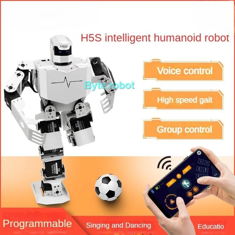 16 자유도 휴머노이드 로봇 조립형 - RoboSoul H5S 프로그래밍 가능 로봇 키트, 교육·보행·노래·댄스 엔터테인먼트 로봇
