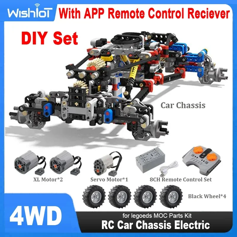 4WD RC 카 섀시 - 전동 클라이밍 카, 오프로드 테크닉, 서스펜션 쇼크업소버, 8CH 앱 원격 제어, MOC PF 8882 8878 호환