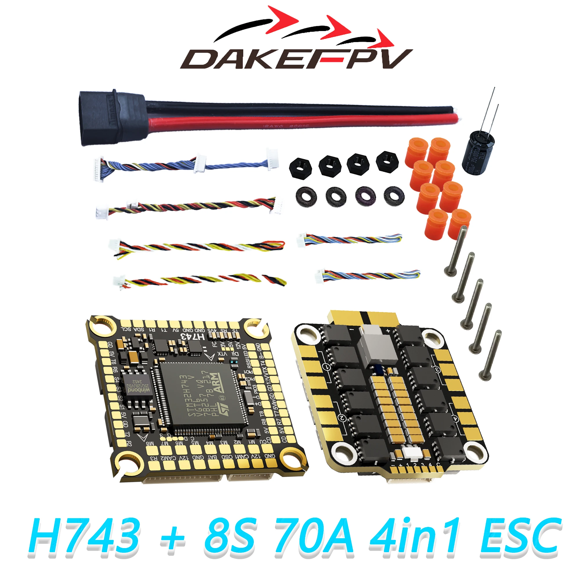 DAKEFPV H743 FC 6S 55A 스택 - 4-in-1 Blheli_S Bluejay 8비트 ESC, H743 Betaflight·Ardupilot 지원, FPV 5인치 RC 드론 DIY