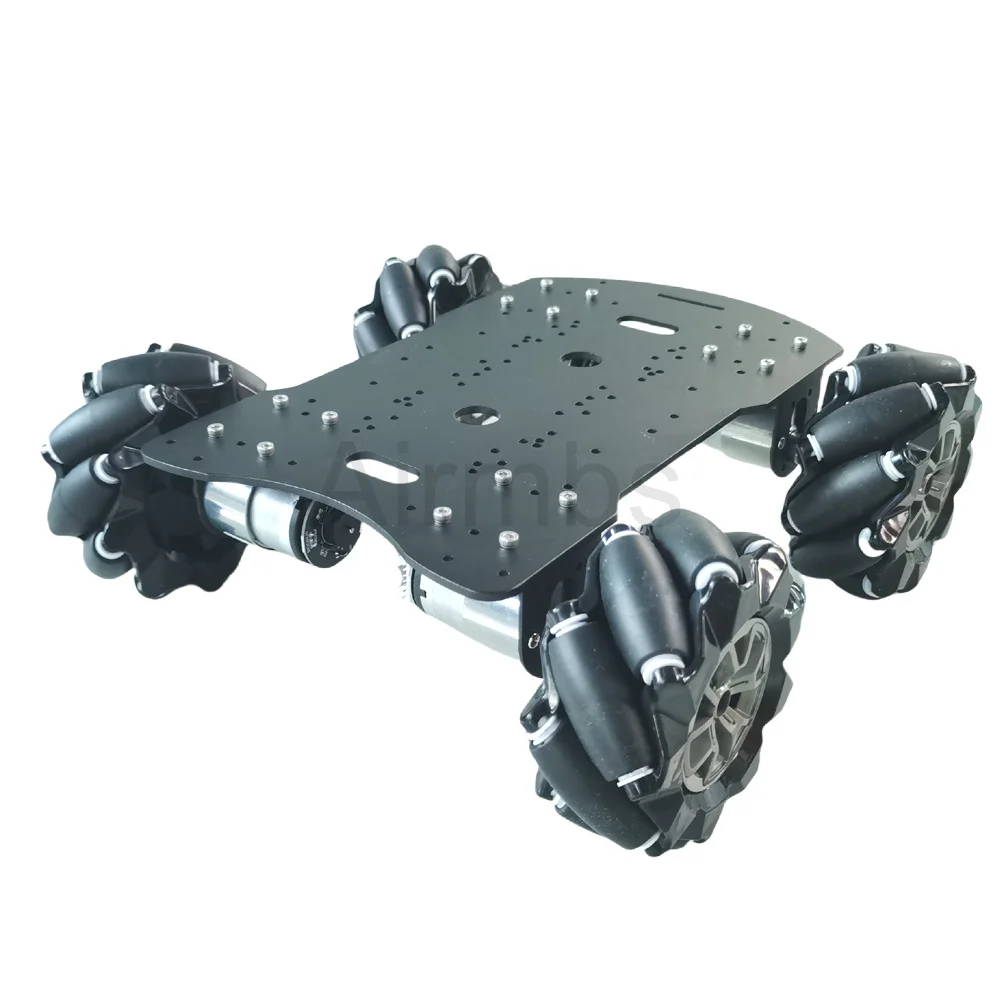 20KG 하중 4WD 97mm 매캐넘 휠 로봇 카 섀시 키트 - DC 12V 홀 모터, 아두이노 라즈베리파이 DIY 프로젝트 STEM 토이