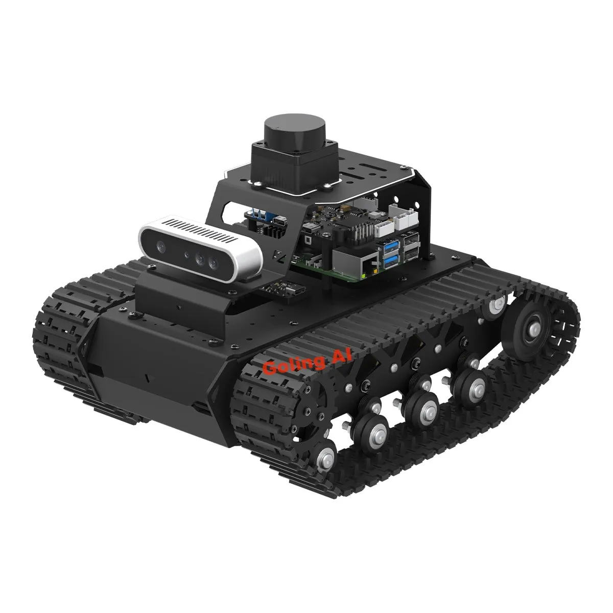 RC 탱크 - 뎁스 카메라 라이다 ROS2 코딩 비디오 카, 라즈베리파이 5 용, ChatGPT AI 모델 지원, SLAM 자율주행 로봇